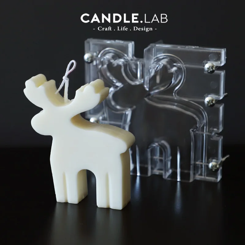 

CANDLE.LAB | 3D Christmas Reindeer Candle PC Mold Transparent Hard Plastic Mold for Candles