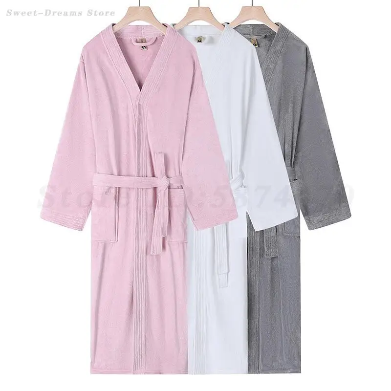 Pareja Otoño e Invierno nuevo Sleepweawr mujeres toalla absorbente bata de ducha ropa de descanso pijamas Albornoz vestido Kimono de algodón