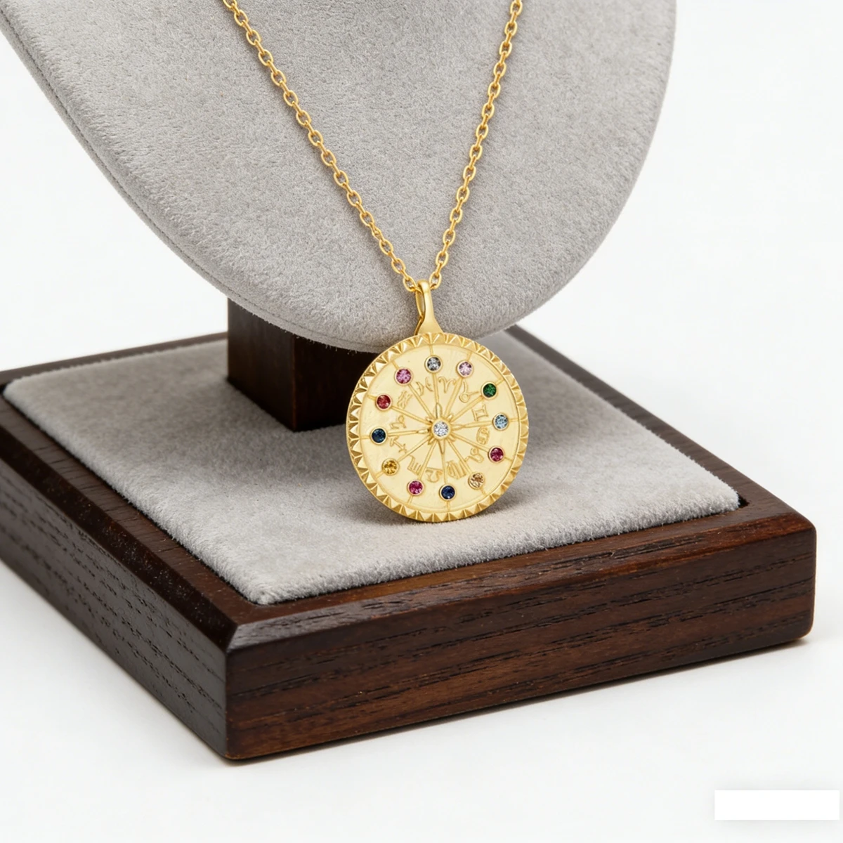 

Подвеска из настоящего золота 14K, амулет Колесо Фортуны, магические символы удачи, 12 знаков зодиака, золотые украшения для женщин и мужчин, винтажный подарок