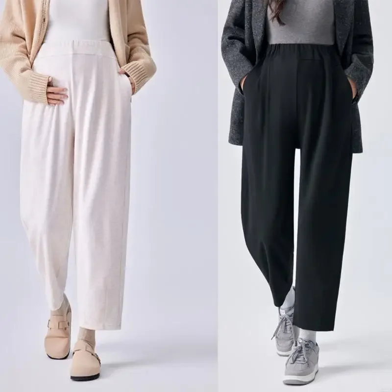 

Warm Maternity Wide Leg Pants Elastic Waist Soft Trousers For Pregnant Women Breathable Fashionable Elastic Pants 15UB