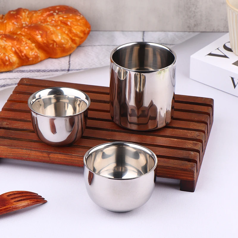 

1PC Double Layer Wine Cups Stainless Steel Heat Insulated Rounded Drinking Cups For Home Office Tea Beverage Beverage Mugs