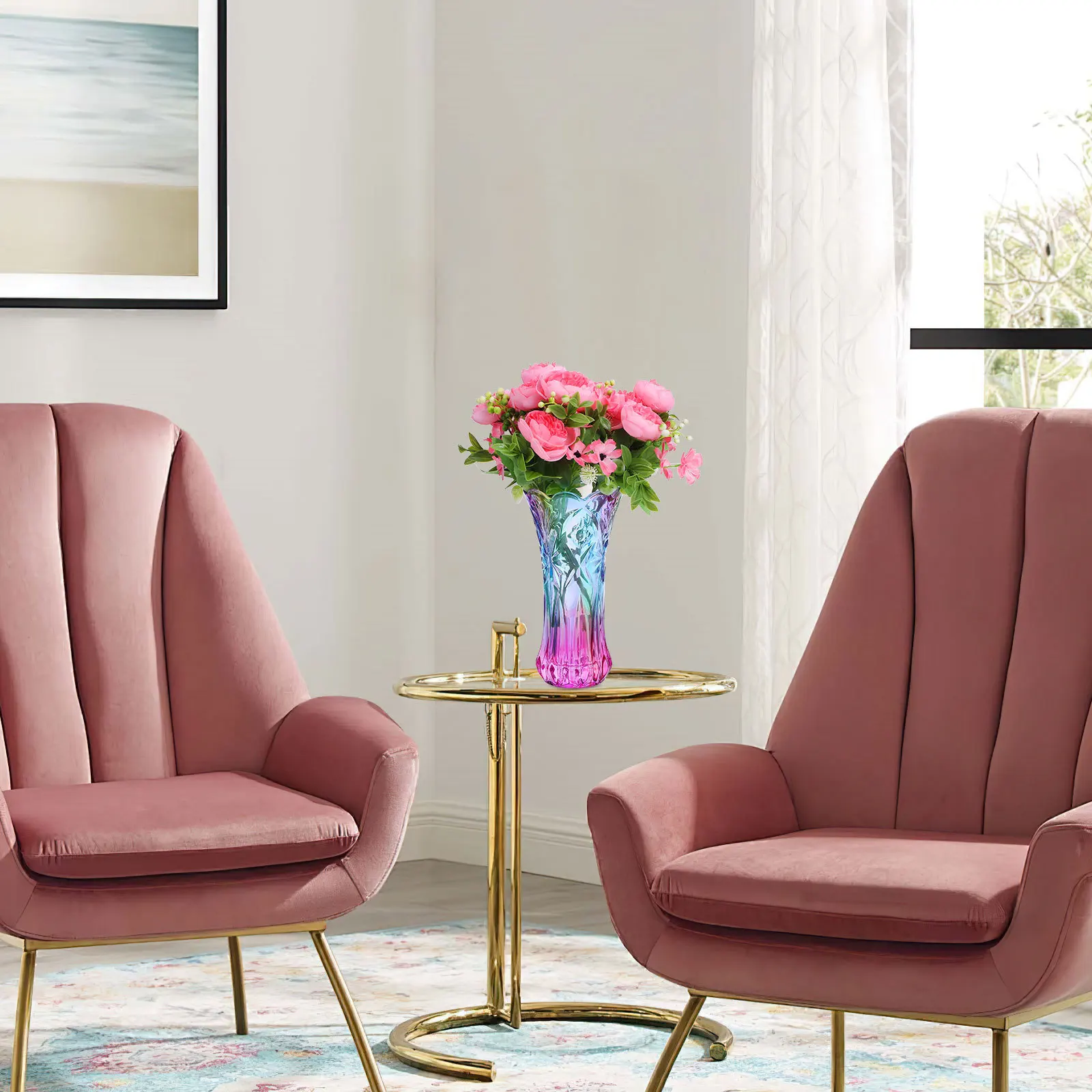 

Decorative Colorful Vase Made of Crystal Glass for Home Flower Arrangement Fashion Table Centerpiece Living Room Decor