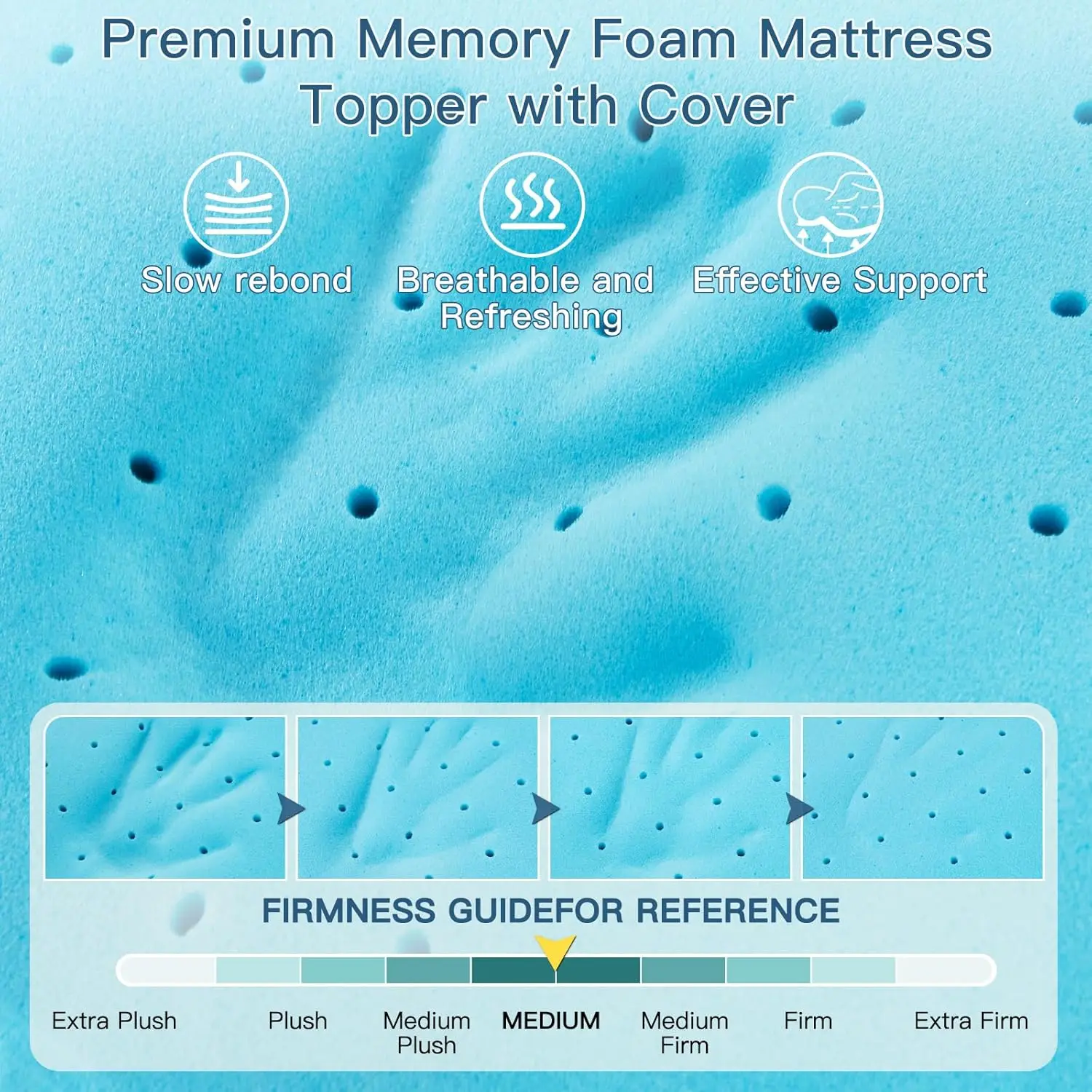 

Airensky 2 Inch Memory Foam Mattress Topper,Cooling Gel Infused High Density Queen(60""X80"") Topper With Removable