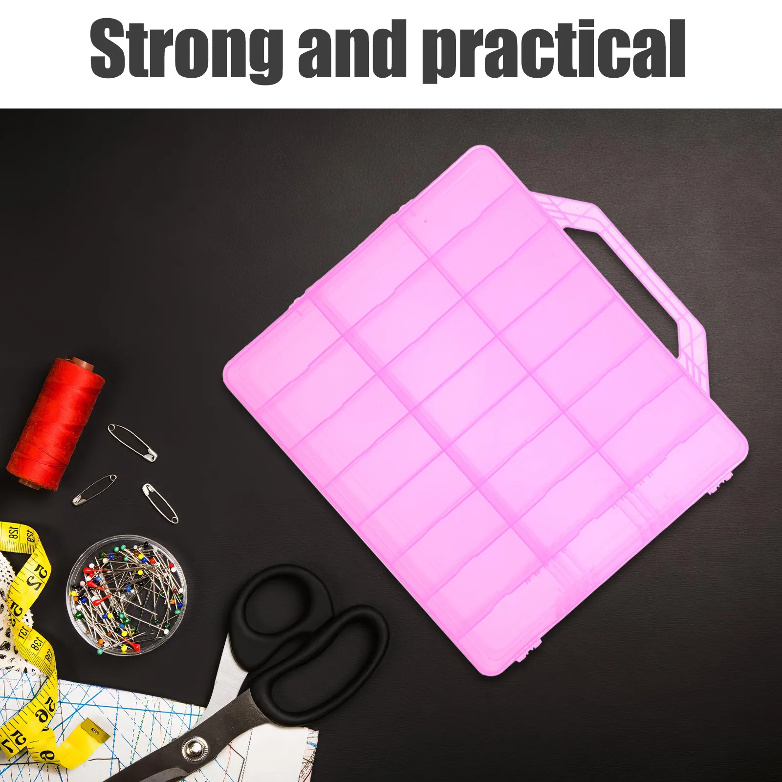 

48-Grid Double-Layer Transparent Storage Box for Sewing Supplies Craft Organizing Embroidery Beads Jewelry Needlework Portable