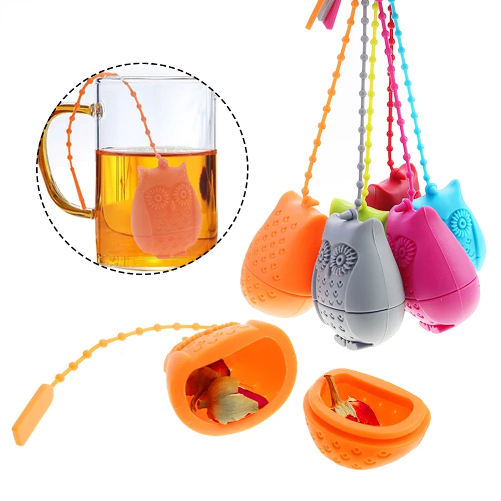 

1Pc 15g Creative Cute Owl Strainer Tea Bags Food Grade Silicone Loose-Leaf Infuser Filter Diffuser Fun Cartoon Accessories Tea