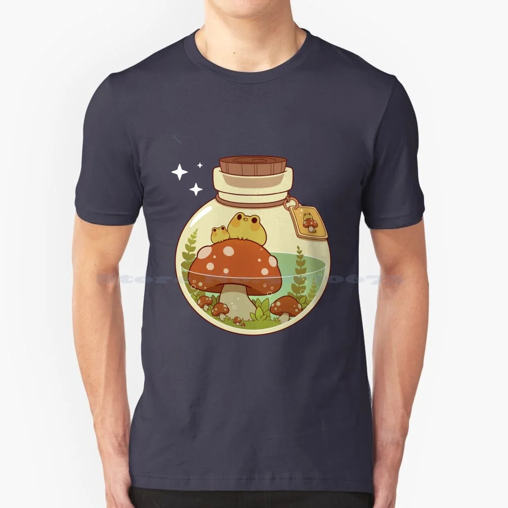 Frog And Mushroom Potion T Shirt 100% Cotton Tee Cute Frog Froggy Toadstool Magic Potion Dnd And Dragons Rpg Items Magic Frog