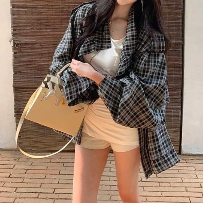 Niche Plaid Loose Cardigan Work Jacket, Lazy, Casual, Fashionable and Versatile, Loose Slimming Work Jacket