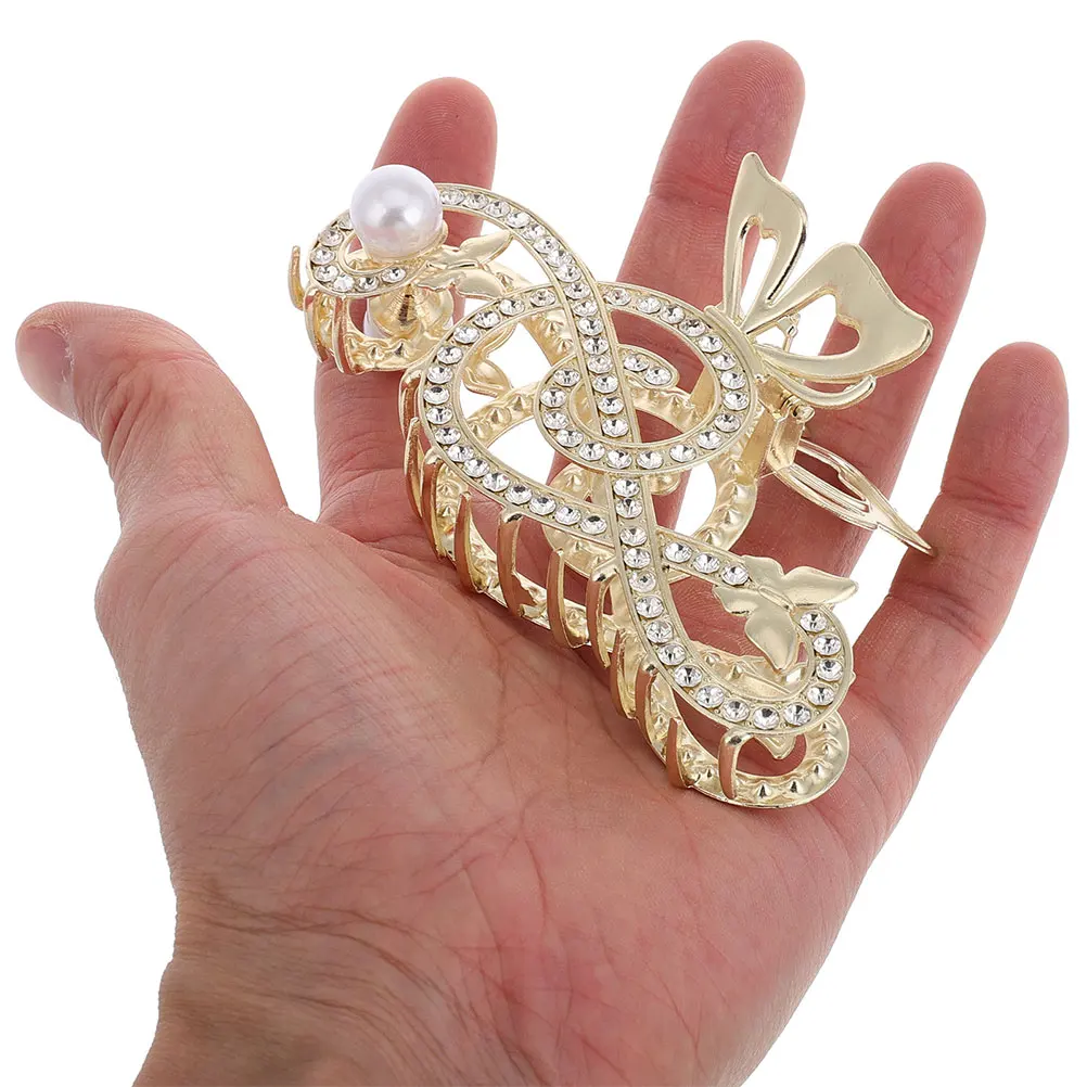 

Rhinestone Hair Claw Clips Large Size Pearl Back Non Slip Jaw Clamps Styling Accessories Music Note Girls Thick Hair