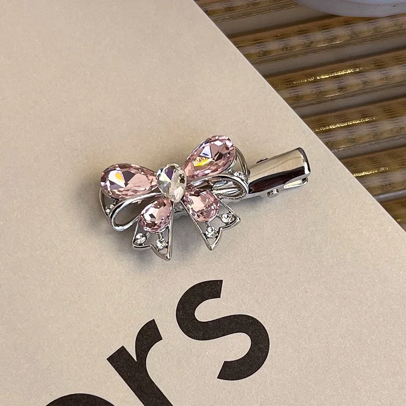 Y2K Pink Rhinestone Butterfly Bow Star Heart Hairpins  display picture 1