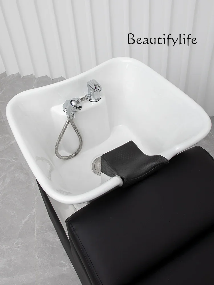 Barber Shop Shampoo Chair Simple Half Lying Salon Flush Shampoo Chair Beauty Ceramic Shampoo Chair