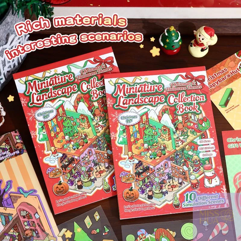

10Pcs/set Cartoon Christmas Miniature Scene Diorama Stickers DIY Handmade Stacked Scrapbook Stickers Holiday Decoration Gifts