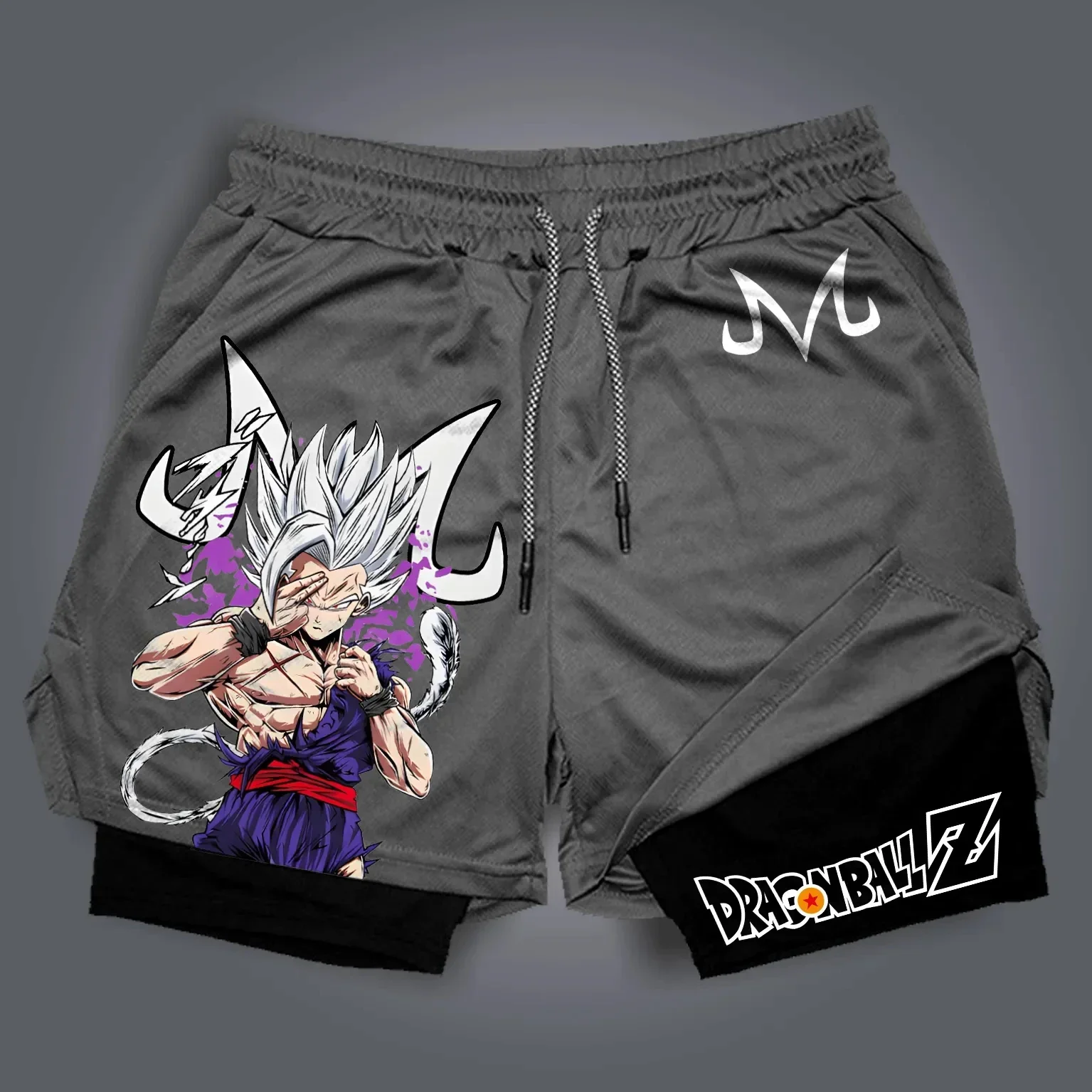Pantaloncini da palestra Dragon Ball Z Sparco 2025 Capelli rossi Goku Posa da combattimento Bianco Nero Stampa anime Abbigliamento fitness ad asciugatura rapida con coulisse