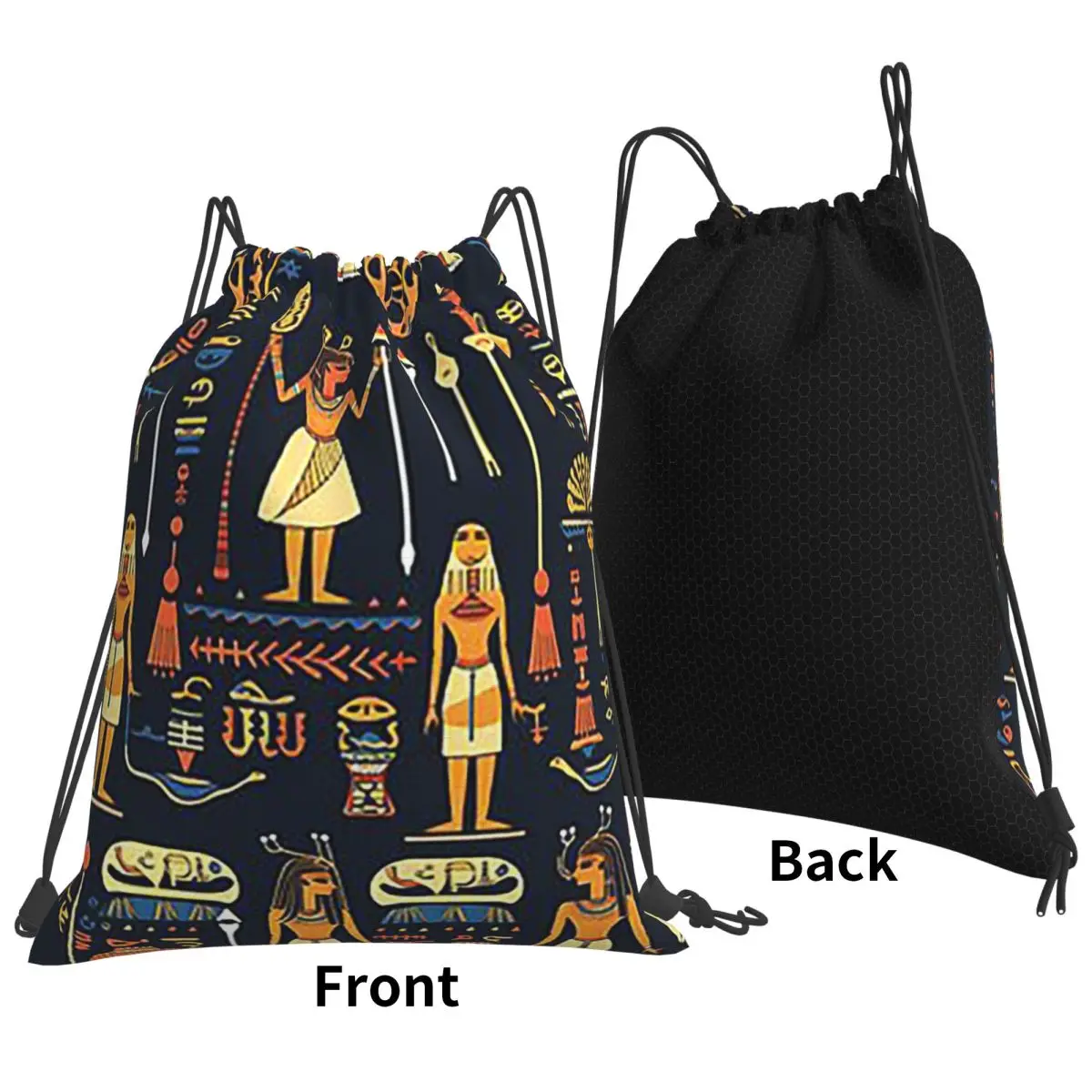 Seamless Egyptian Art Tile Backpacks Multi-function Portable Drawstring Bags Shoes Bag Book Bags For Man Woman Students