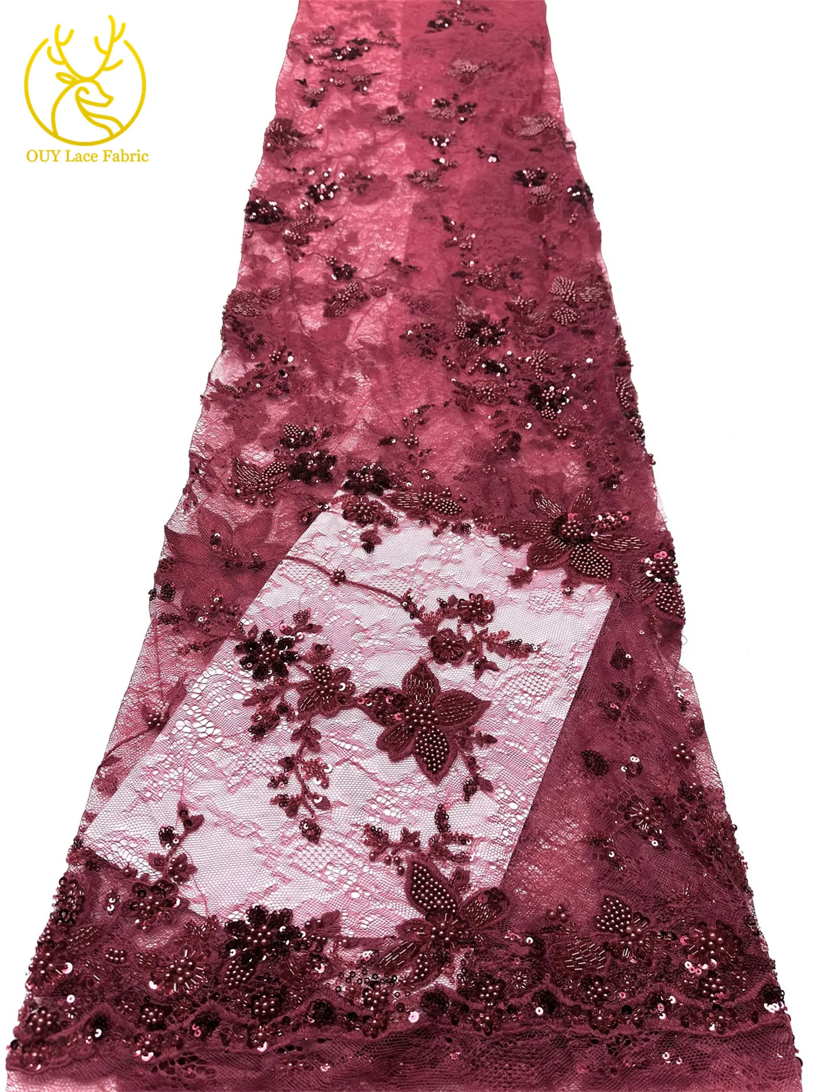 Grün Frankreich Damen Kleid Perlen Spitze Stoff 2026 Hochwertige afrikanische Stickerei Pailletten Spitze Stoff Party Abendkleid Stoff – Detail 19