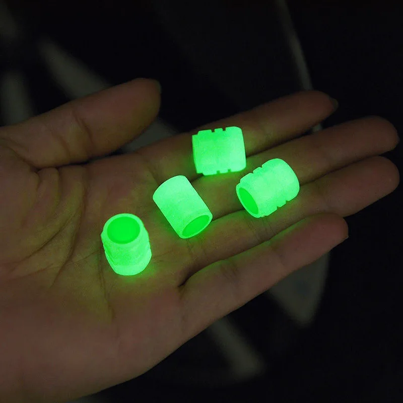 Fluorescent ABS Material Valve Caps Screw On Luminous Tire Stems Universal Car Accessories Glowing