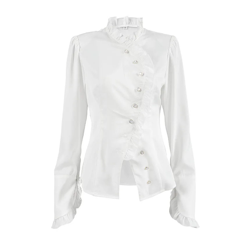 Fashionable and Versatile Ruffle Women's Shirt 2025 New Slim Fit Fungus Edge Top for Women