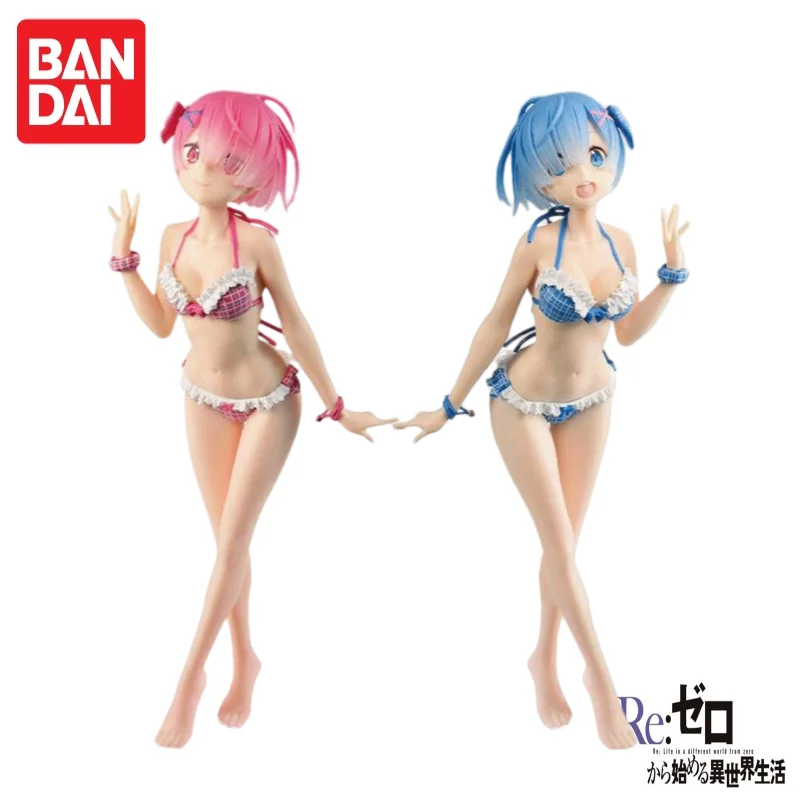 Em estoque bandai genuíno maiô ram rem life from scratch anime periféricos ação boneca coleção presentes
