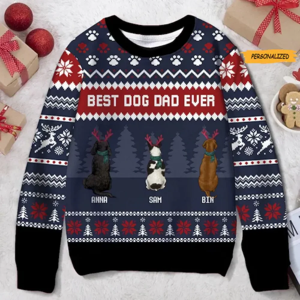 

Bulldog Treats Ugly Christmas sweater 3d fun holiday costumes for men and women Cute Bulldogs designed for holiday Christmas jum