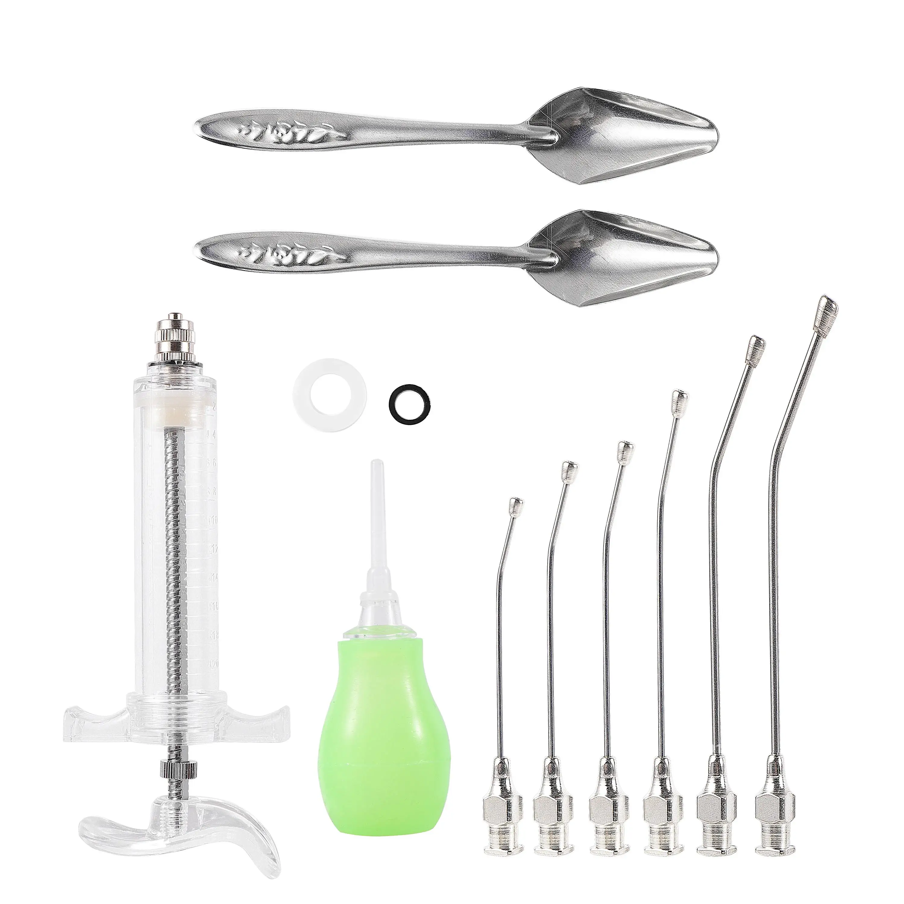 10ml/20ml/50ml Bird Manual Feeding Syringe Kit With 6 Pcs Curved Tubes Parrot Pigeon Fledgling Metal Feeding Spoon & Rehydrator