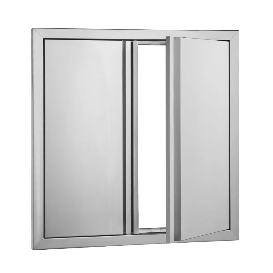 BBQ Access Door, 24W x 24H Inch Double Outdoor Kitchen Door, Stainless Steel Flush Mount Door, Wall Vertical Door with Recessed