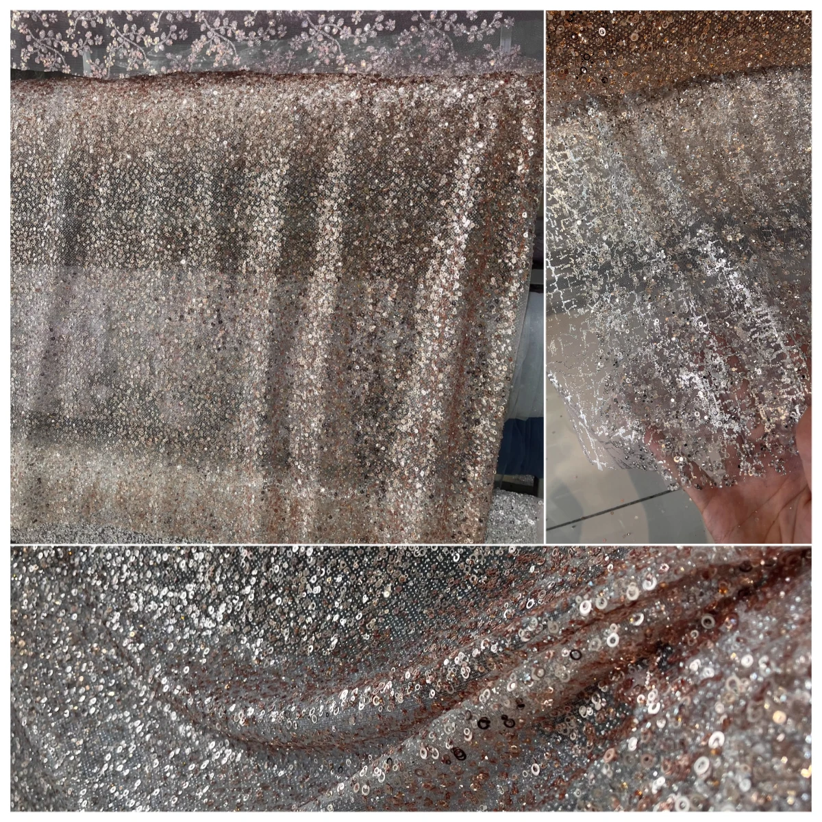 

Блестящая сетчатая ткань с золотым спреем и серебряными блестками для свадебного платья, вечернего платья, украшения сценического костюма и сделай сам