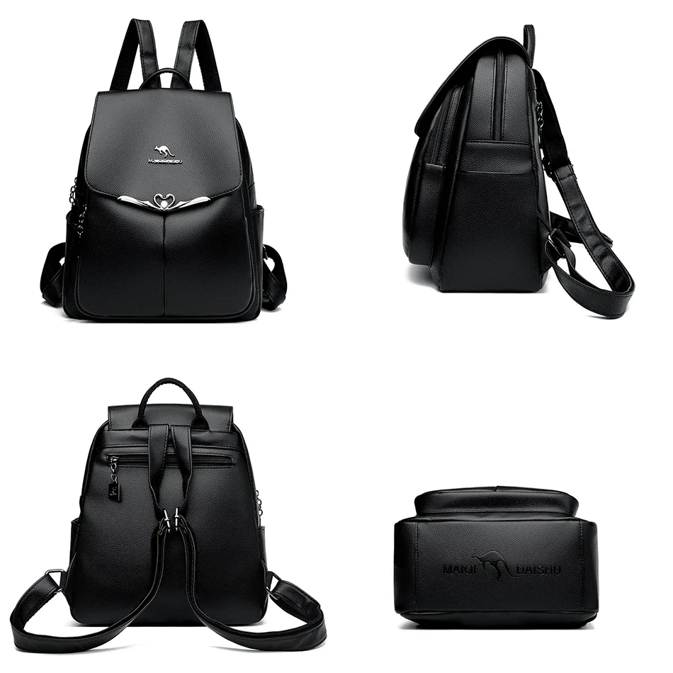 Imagem -05 - Grande Capacidade Mochila de Couro pu para Mulheres Mochilas Escolares Bagpack de Viagem Mochila Laptop Alta Qualidade Designer de Luxo Moda