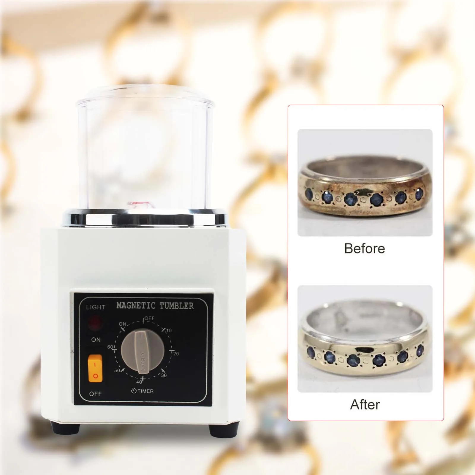 KT-90 Mini Jewelry Polisher Finisher Finishing Machine Metal Hardware Tumbler Magnetic Polishing Machine for Jewellery Gold