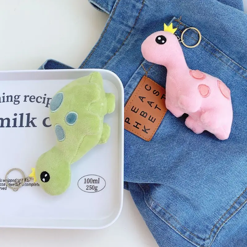 Creative Crown Dinosaur Plush Toy Backpack Pendant Cute Personality Doll Keychain Pendant Cartoon Anime Dinosaur Plush Doll Toys