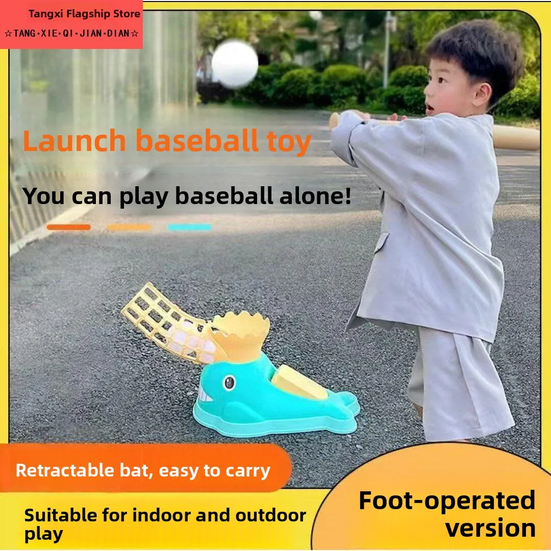 子供用野球トレーニングセット-自動ボールランチャー-足踏み式-室内屋外スポーツ玩具-創造的なギフトアイデア
