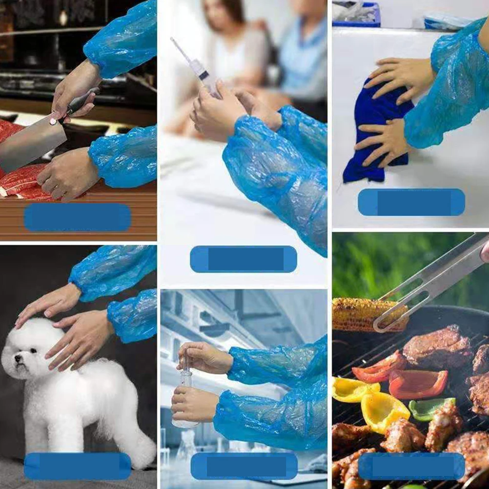 

200pcs Waterproof Oilproof Arm Sleeves Disposable Kitchen Cleaning Sleeves Lightweight Elastic Fit All Adults