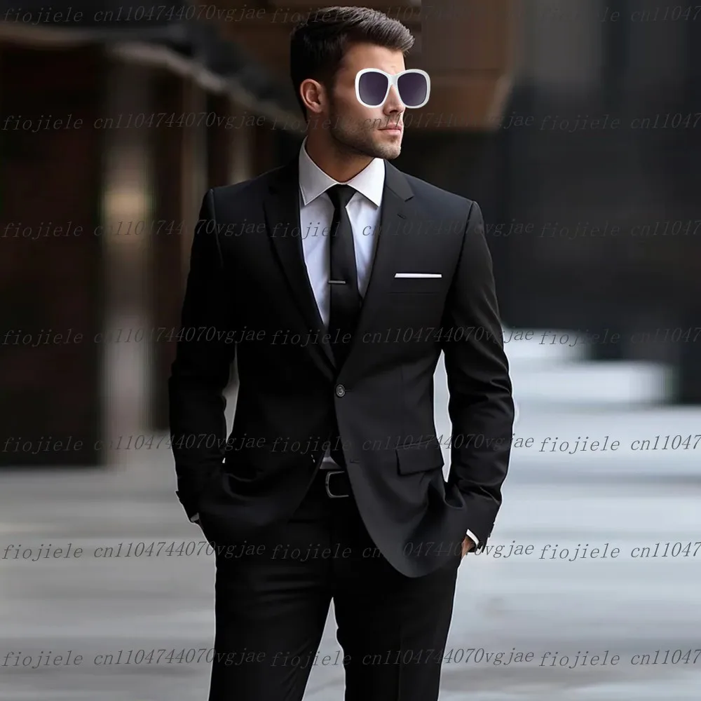 

New Black Men Suit Customized Formal Occasion Wedding Party Groom Groomsman Business Prom Male Tuxedos 2 Piece Set Jacket Pants