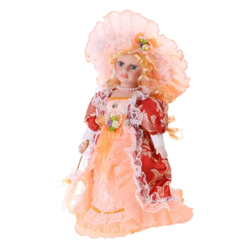 F19F Handmade European Porcelain with Elegant Gowns for Adult Kids Home Table Collectable House Decors