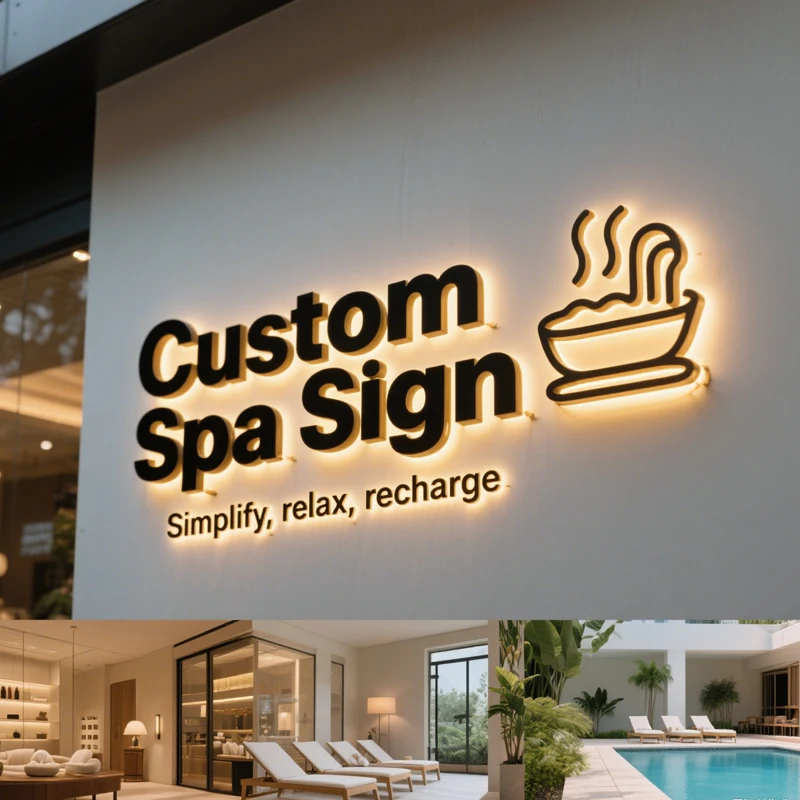 Custom 3D Business Sign Metal Sign Laser Cut Logo Sign Beauty Salon Sign Business Signboard SPA 3D Design Neon