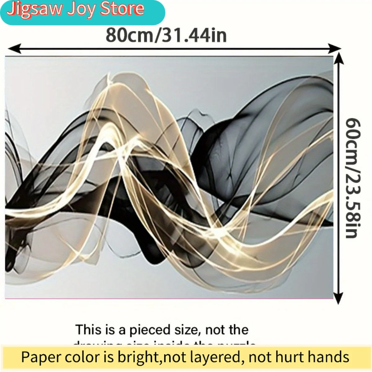 

Высококачественный пазл с абстрактным рисунком для декора гостиной, 60х80 см, 1200 деталей, прочный картон, черный и золотой цвета.