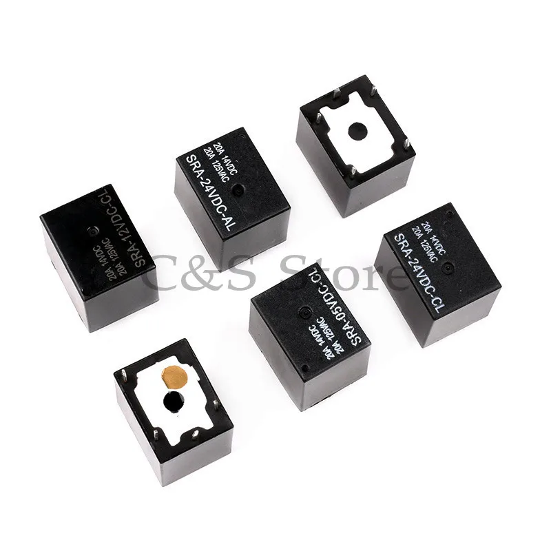 

100pcs 5V 12V 24V 20A DC Power Relay SRA-05VDC SRA-12VDC SRA-24VDC-CL/AL 4Pin 5Pin PCB Type Relay