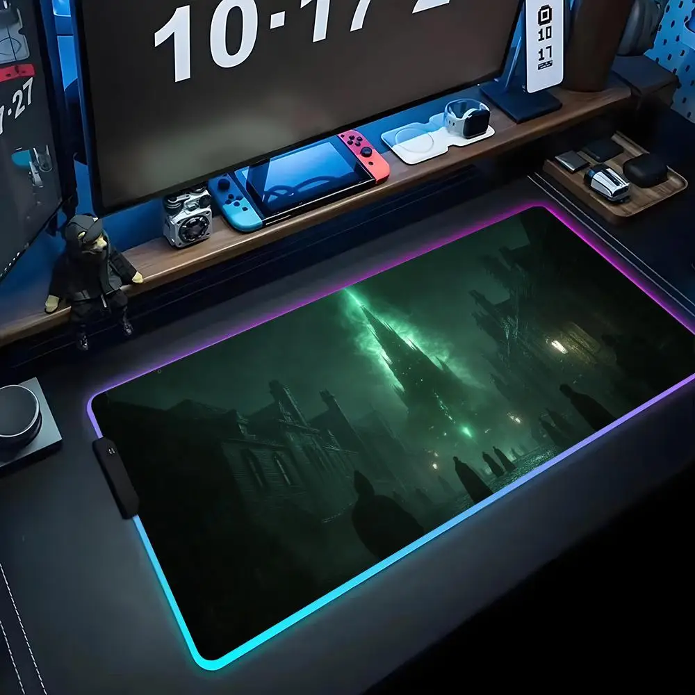 

Dark Tower Mouse Pad RGB Gaming Mousepad Big LED Pad PC Desk Mat Luminous Mouse Pad Large Keyboard Mats Table Rug With Backlit