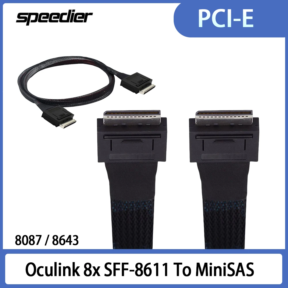 

Male Hard Drive Solid State PCI-E Extension Cable,Oculink 8x SFF-8611 To MiniSAS HD 8643 8087 8654 8611 8i 4i Male To 8639 U.2