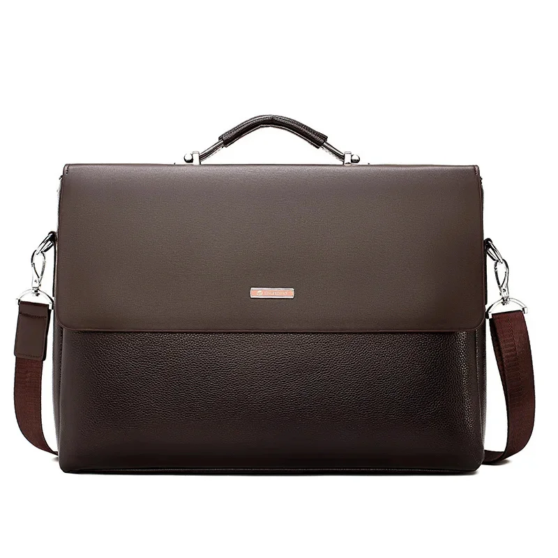 Maleta de couro para homens, bolsa de trabalho, bolsa de ombro cruzada, lateral A4 quadrada, bolsa de laptops crossbody, moda designer