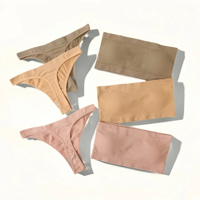 

Women Bra Set Strapless Seamless Underwear Push Up Bra High Waist Thong Sexy Bandeau Bra Tube Top Female Sexy Lingerie Set