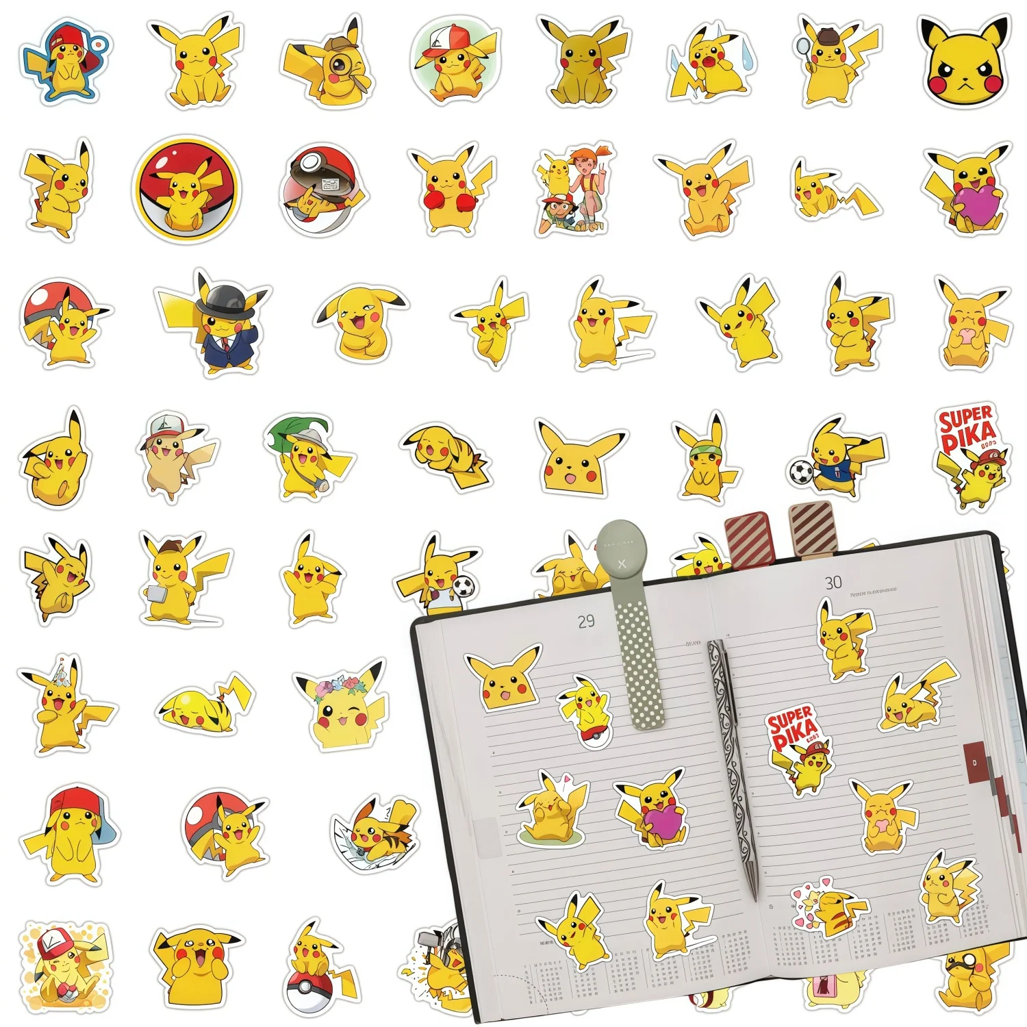 

Kawaii Anime Pokemon Stickers 1000pcs Pikachu Decals DIY for Laptop Luggage Skateboard Phone Cartoon Kid Toy Gift Stickers
