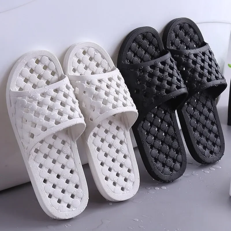 Bathroom Leakable Slippers Summer Solid Color Women & Men Soft Slippers Flat Home Indoor Female Cushion Indoor Sandals