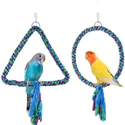 Parrot Rope Hanging Braided Budgie Chew Rope Bird Cage Cockatiel Toy Pet Stand Training Accessories Swing Supplies Parrot Swings