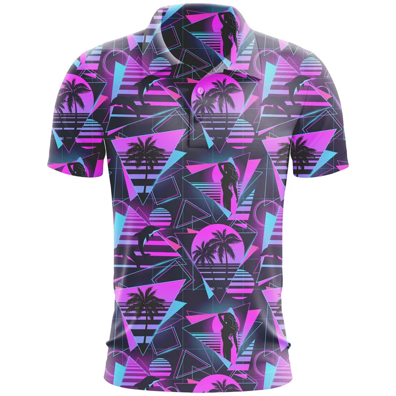 Hawaiian Plants 3D Print Polo Shirt Marine Jellyfish Pattern T-Shirt Summer Street Short Sleeve Tees Tops Casual Male Clothing