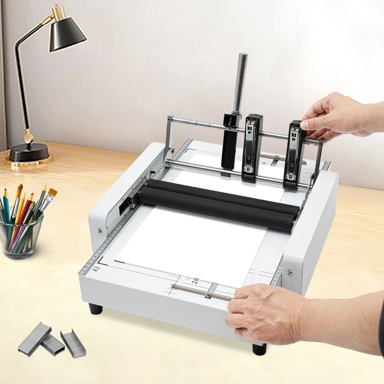 Piegatrice per carta da 60 W, creatore di libretti A3, rilegatrice e piegatrice con pannello visibile 5,83 * 8,27 pollici-11,69 * 16,54 pollici