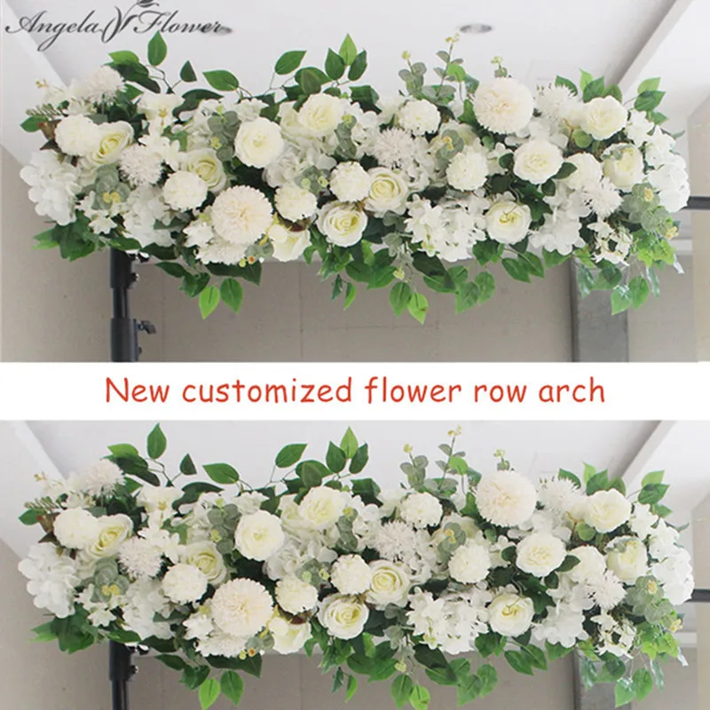 

50/100CM DIY Wedding Flower Wall Arrangement Supplies Silk Peonies Rose Artificial Floral Row Decor Marriage Iron Arch Backdrop