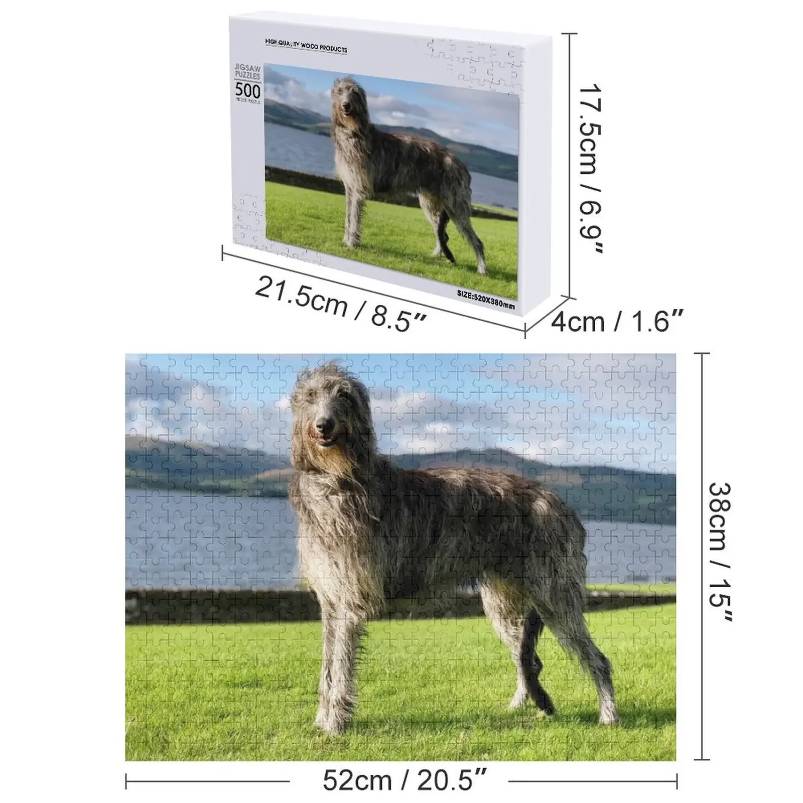 Atemberaubendes schottisches Deerhound in Schottland-Puzzle, individuelles Holz, personalisiertes Spiel für Kinder