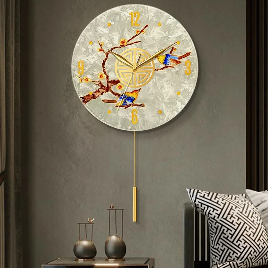 Hand Living Room Wall Clock Decoration Quartz Round Gift Home Wall Clock Pieces Elegant Classic Art Colorful Saat Wall Decor