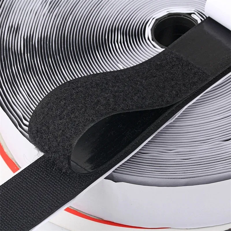 Double Sided Scratch Sticker, 25m Tape, Grip Sticker, Strong Adhesive Hook and Loop Tape for Household, DIY, and Craft Use Black