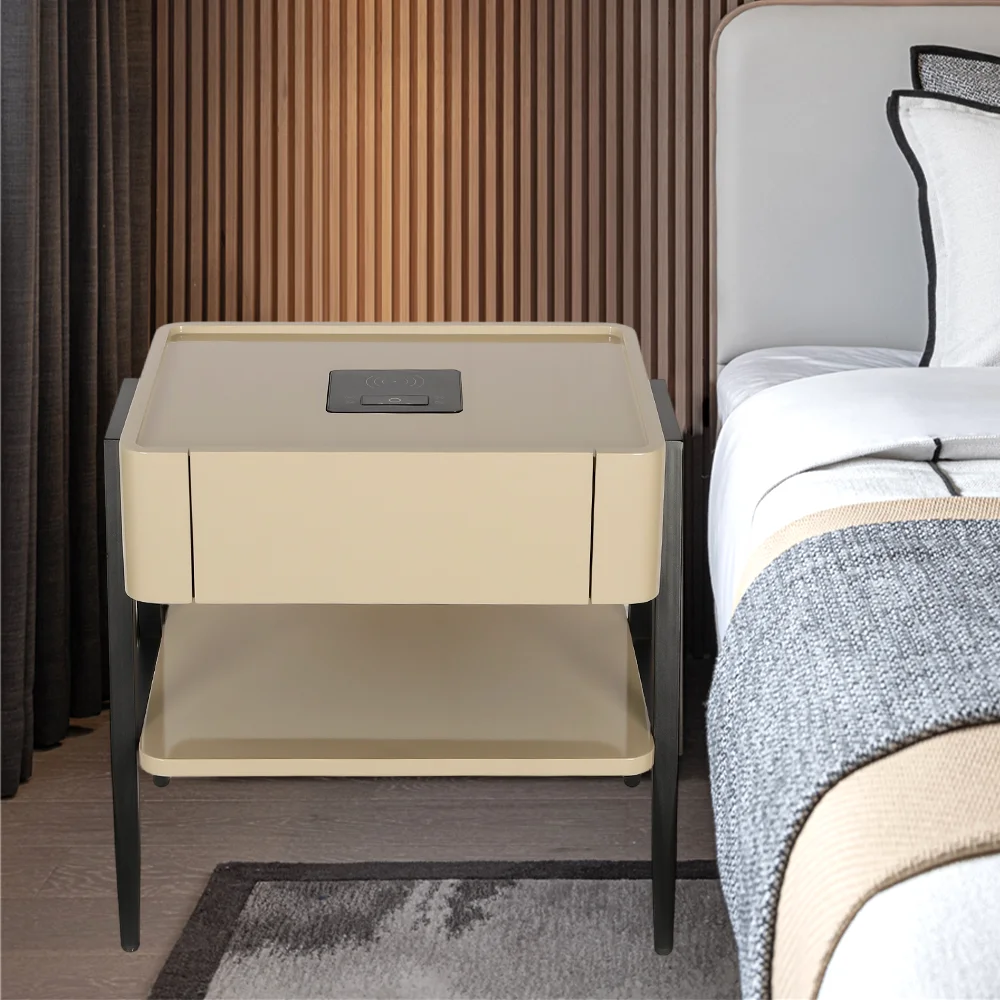 

Modern Smart LED Nightstand Bedside Table Wooden Nordic Modern Bedside Table for Living Room Bedroom