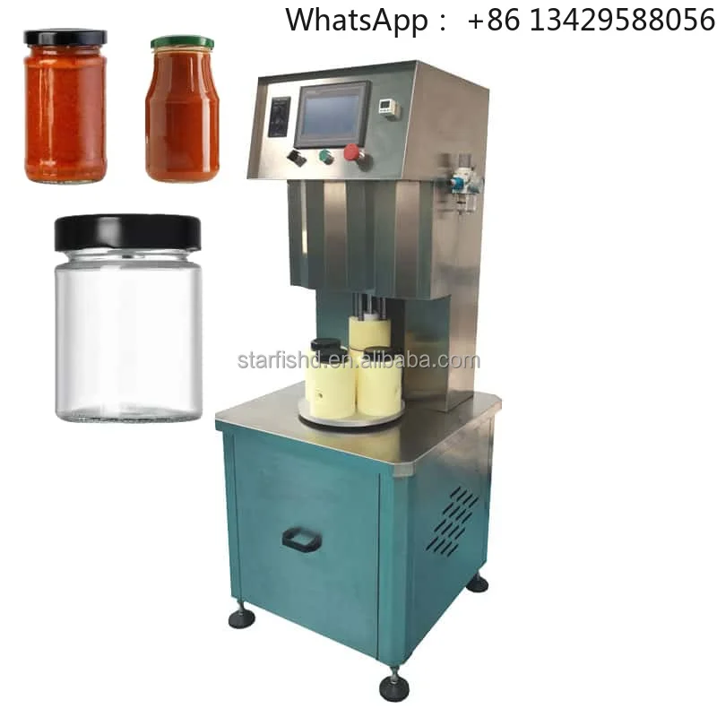 

Best Seller Peanut Butter Ketchup Mayonnaise Glass Jars Vacuum Capping Machine Four Workstation Table Top Bottle Capping Machine